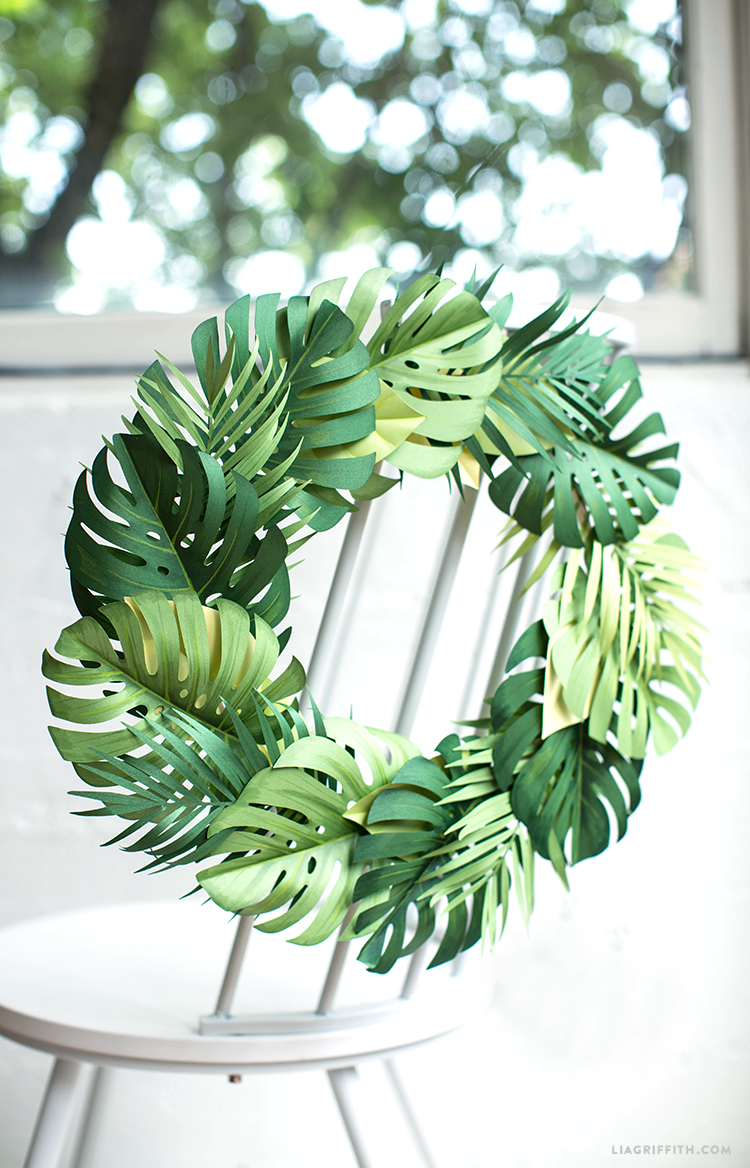 Paper Monstera Leaf Wreath