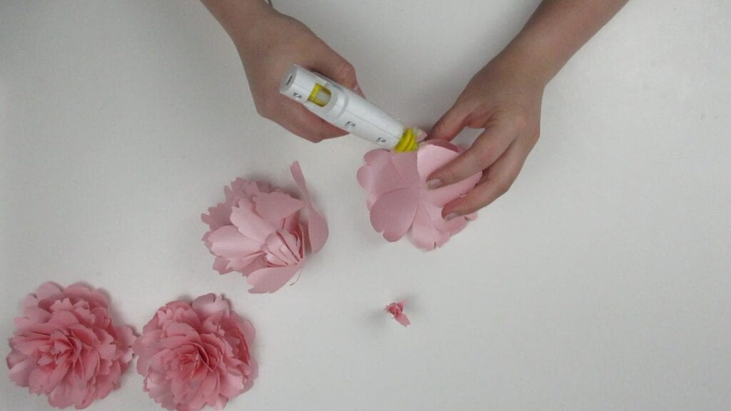 gluing the paper peony together