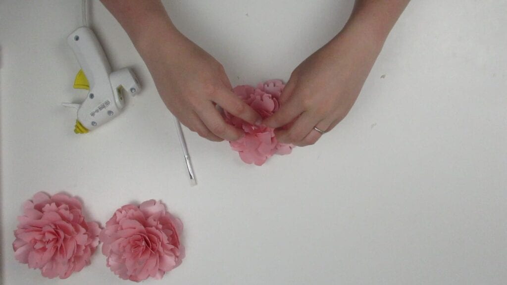 putting the center into the paper peony