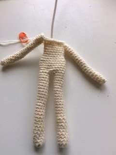 inserting wire into crochet doll