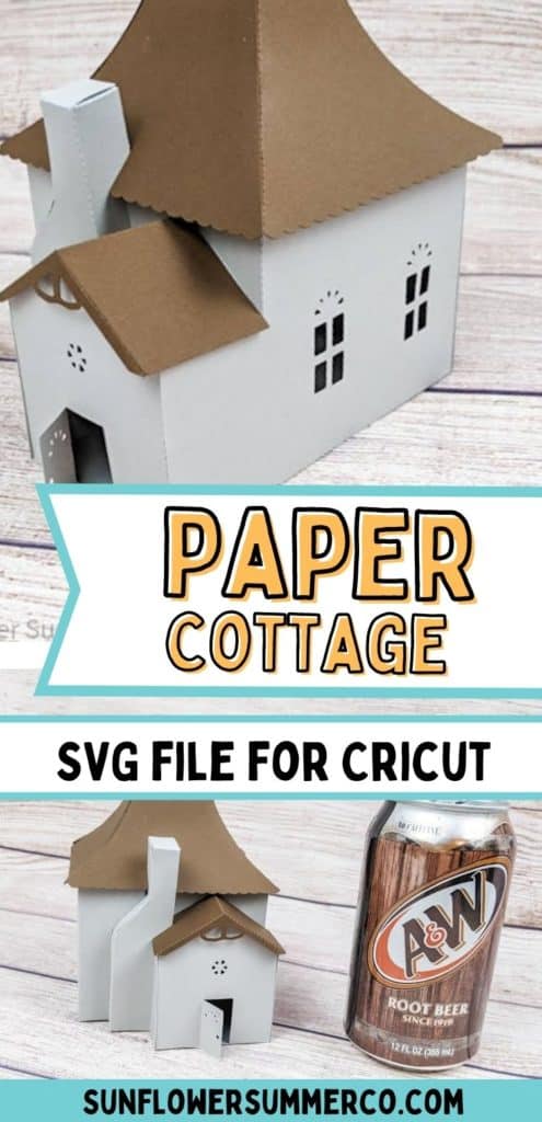 3d paper cottage template and SVG cut file