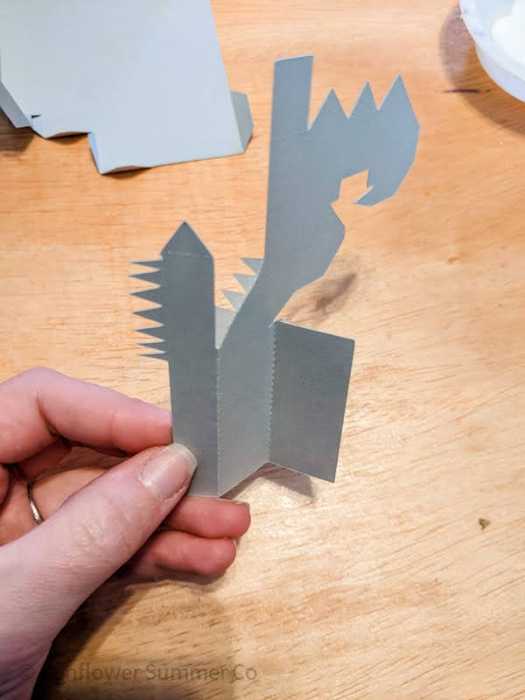 Fold the chimney of the 3d paper house