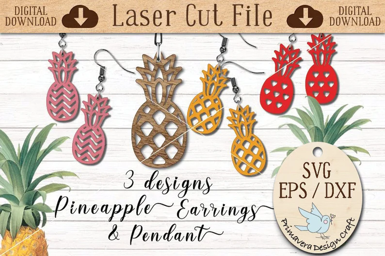 Pineapple Earrings SVG Laser Cut File  Digital Download Svg | Etsy