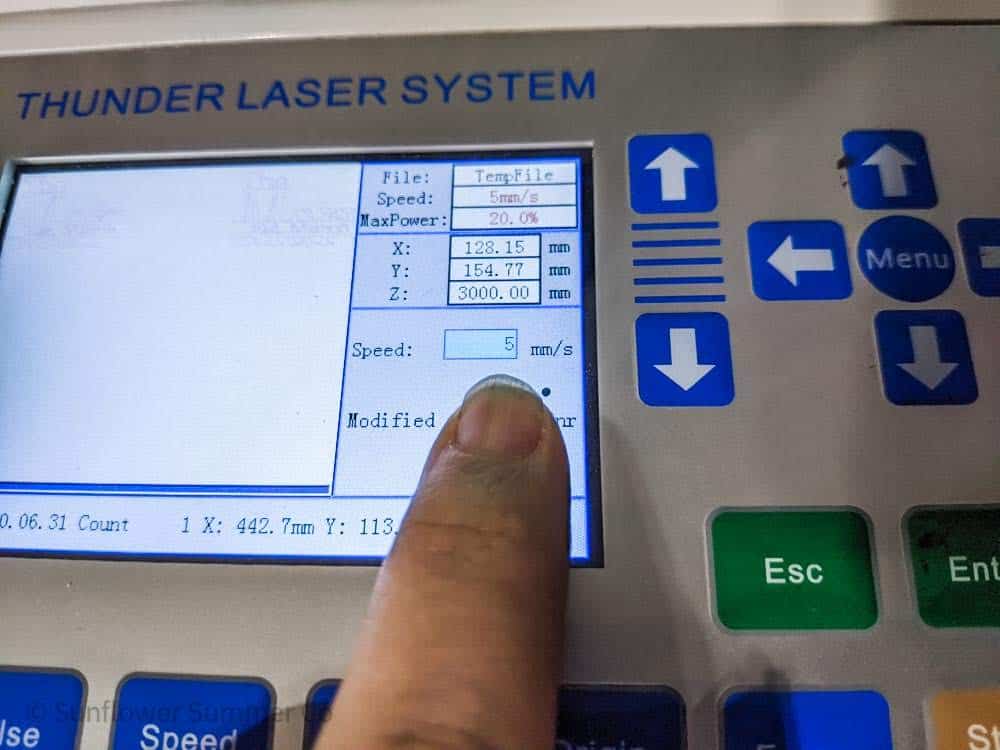 setting your speed on thunder laser