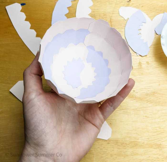 inside of the paper sphere as you are glueing it together