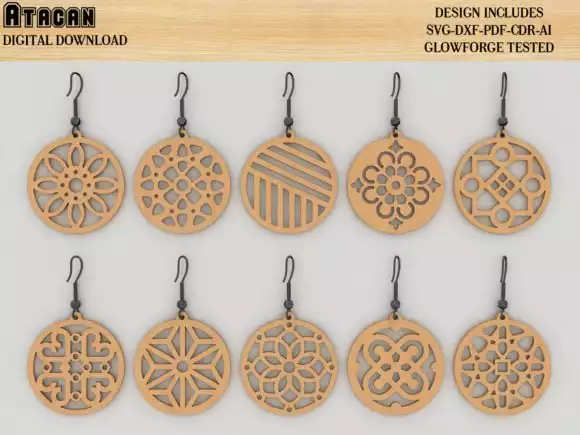 Wood Earring SVG / Laser Cut Jewelry SVG Graphic by atacanwoodbox · Creative Fabrica